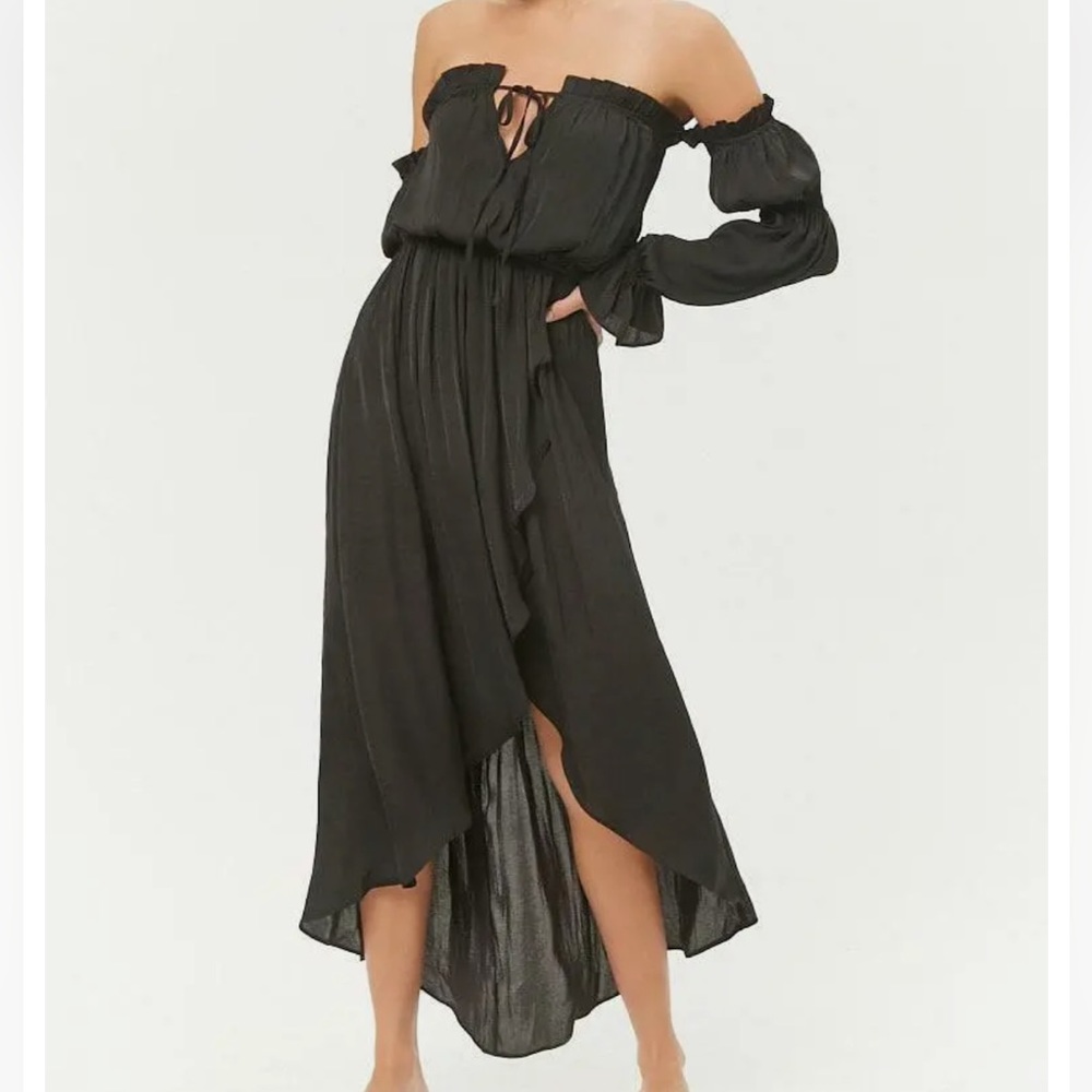 Forever 21 Black Off the Shoulder High Low Dress